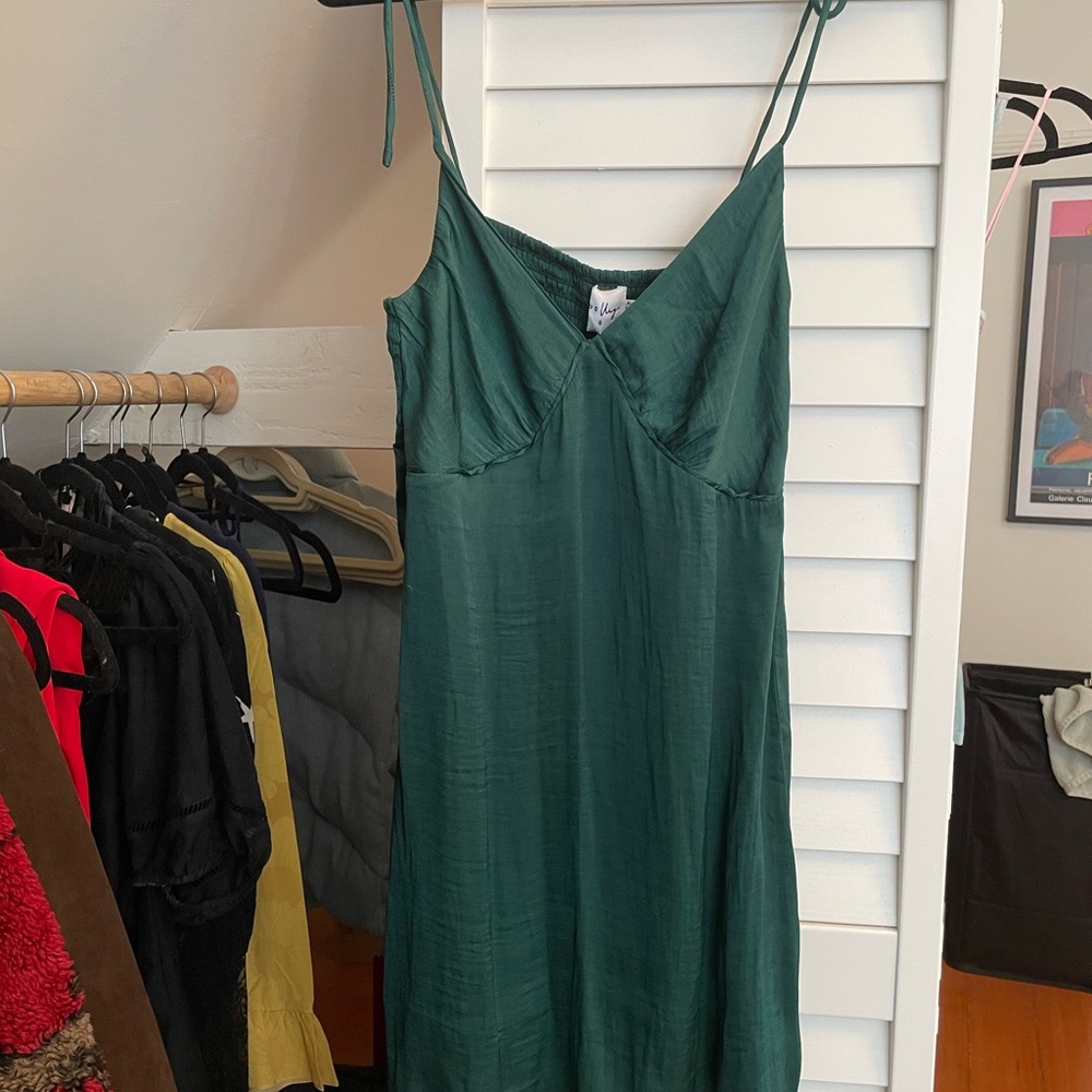 Princess Polly Teal Satin Tie Strap Mini Dress